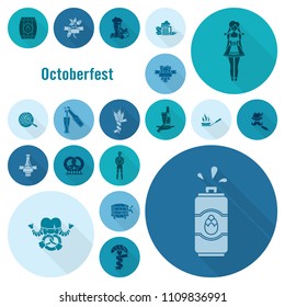 Oktoberfest Beer Festival. Long Shadow. Flat design style. Vector