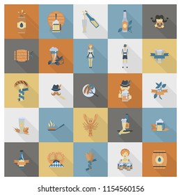Oktoberfest Beer Festival. Long Shadow. Flat design style. Vector