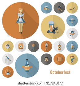 Oktoberfest Beer Festival. Long Shadow. Flat design style. Vector