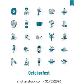 Oktoberfest Beer Festival. Long Shadow. Flat design style. Vector