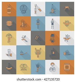 Oktoberfest Beer Festival. Long Shadow. Flat design style. Vector