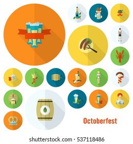 Oktoberfest Beer Festival. Long Shadow. Flat design style. Vector