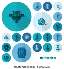 Oktoberfest Beer Festival. Long Shadow. Flat design style. Vector
