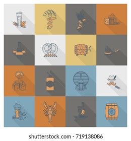Oktoberfest Beer Festival. Long Shadow. Flat design style. Vector