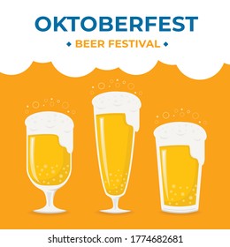 Oktoberfest and beer festival on orange background
