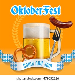 Oktoberfest beer festival poster. Vector illustration. EPS 10