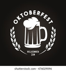 Oktoberfest beer festival retro style label. Great for greeting cards posters advertising. Vector vintage illustration.