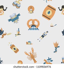 Oktoberfest Beer Festival. Seamless Pattern. Flat design style. Vector