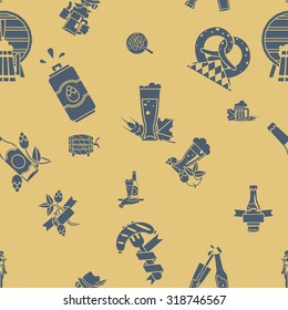 Oktoberfest Beer Festival. Seamless Pattern. Flat design style. Vector