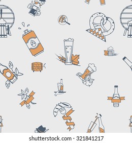 Oktoberfest Beer Festival. Seamless Pattern. Flat design style. Vector