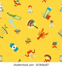 Oktoberfest Beer Festival. Seamless Pattern. Flat design style. Vector