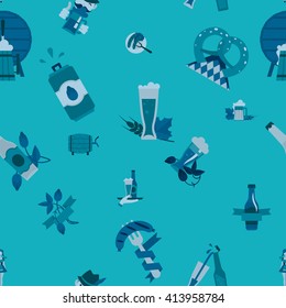 Oktoberfest Beer Festival. Seamless Pattern. Flat design style. Vector