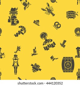 Oktoberfest Beer Festival. Seamless Pattern. Flat design style. Vector