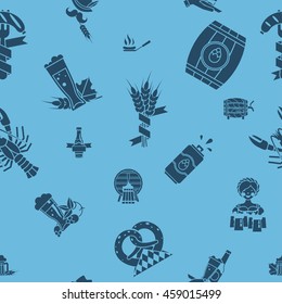 Oktoberfest Beer Festival. Seamless Pattern. Flat design style. Vector