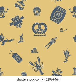 Oktoberfest Beer Festival. Seamless Pattern. Flat design style. Vector