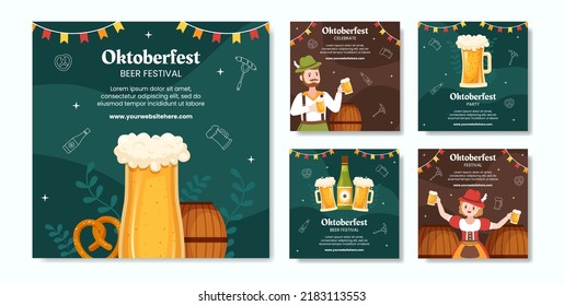 Festival de Cervezas Oktoberfest Fotografía publicada en medios sociales Ilustración de vectores de fondo de dibujos animados