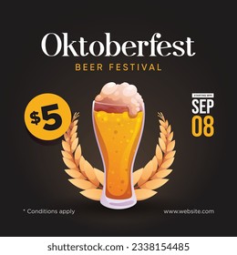 Afiche en medios sociales del festival de cerveza Oktoberfest