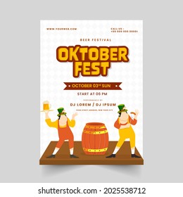 Oktoberfest Beer Festival Template Design With Event Details In White Color.