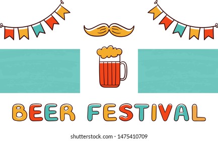 Oktoberfest - Beer festival template - Hand drawn inscription with decorative elements 