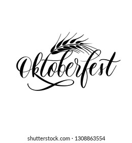 Oktoberfest beer festival typography lettering emblem. Hand crafted design elements for prints posters advertising. Vector vintage illustration.