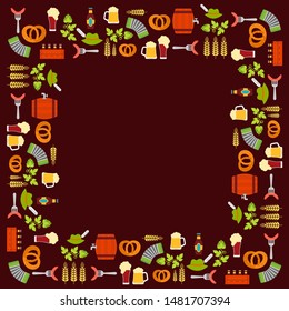 Oktoberfest beer festival vector border