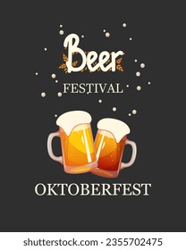 Oktoberfest, festival de cerveza. Antecedentes con cerveza.Banner.Ilustración vectorial.