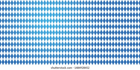 Oktoberfest beer festive ornament for banner decoration. Blue pattern with rhombus elements. Bavarian flag pattern background with blue-white checkered pattern.