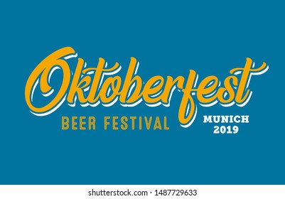 Oktoberfest beer folk festival in Germany, handwritten typography header for greeting cards, poster and beer coaster. October festivities in Bavaria. 