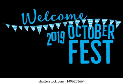 Oktoberfest beer folk festival in Germany, handwritten typography header for greeting cards, poster and beer coaster. October festivities in Bavaria. Willkommen zum means welcome.