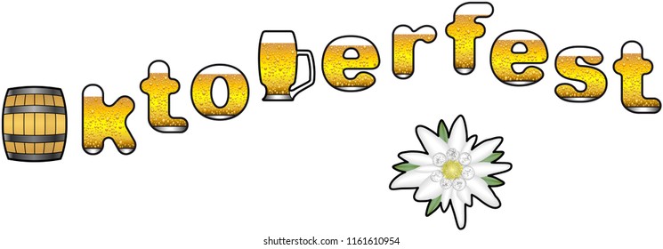 Oktoberfest in beer font with Edelweiss