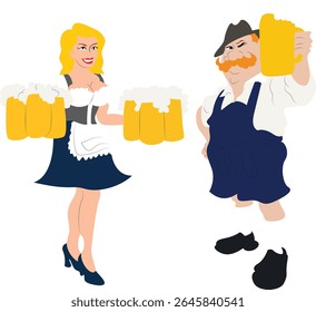 Oktoberfest Oktoberfest Beer Girl Man Cartoon