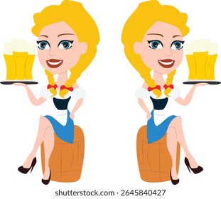 Oktoberfest Oktoberfest Beer Girl Serving Twins Image