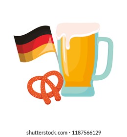 oktoberfest beer glass germany flag and pretzel