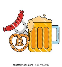 Oktoberfest Beer Glass Sausage Pretzel Food Stock Vector (Royalty Free ...