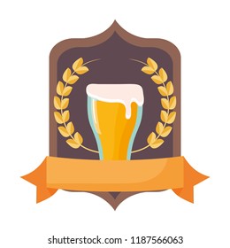 oktoberfest beer glass wheat emblem banner