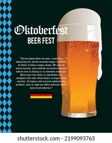 Oktoberfest beer glasses abstract retro background  