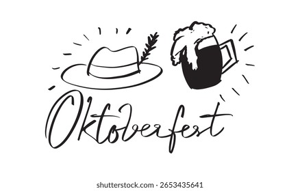 Oktoberfest beer hat drawing back color object icon oktoberfest october month german celebration alcohol celebration munich bavarian festival mug food oktoberfest beer glass font text calligraphy art