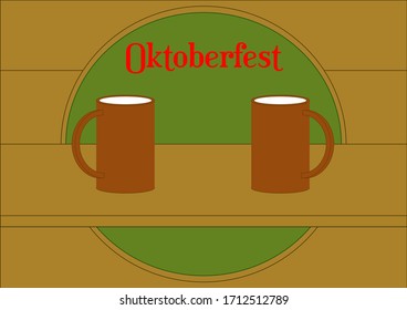 Oktoberfest beer mug in Germany with place for text. Template for text. Beer glass. Beer. Praddnik. Autumn Beer Festival. Background image. Poster. Banner. Advertising.