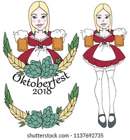 Oktoberfest beer party. Beerfest. Festival. Hand drawn vector icons.