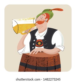 Oktoberfest beer party. Beer festival in Germany. Vector illustration.