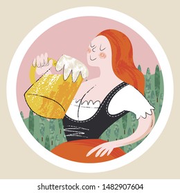 Oktoberfest beer party. Beer festival in Germany. Vector illustration.