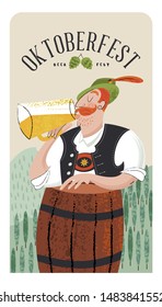 Oktoberfest beer party. Beer festival in Germany. Vector illustration.