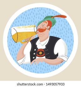 Oktoberfest beer party. Beer festival in Germany. Vector illustration.