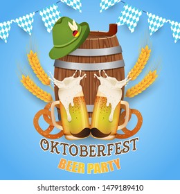 oktoberfest beer party. illustration with oktoberfest elements for poster, background, banner, card. 