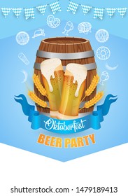 oktoberfest beer party. illustration with oktoberfest elements for poster, background, banner, card. 