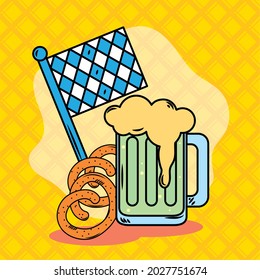oktoberfest beer and pretzel icon