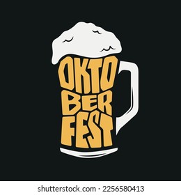 Oktoberfest beer pub typography. Vector vintage lettering illustration. Chalkboard design element for beer pub. Beer advertising.
