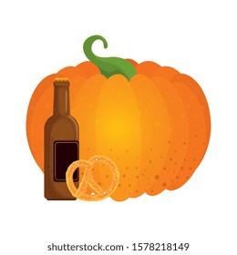 Oktoberfest beer and pumpkin design, Germany festival celebration europe landmark munich culture and party theme Vector illustration