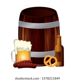 Oktoberfest beer and sausage design, Germany festival celebration europe landmark munich culture and party theme Vector illustration
