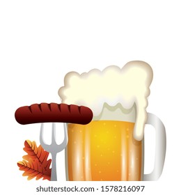 Oktoberfest beer and sausage design, Germany festival celebration europe landmark munich culture and party theme Vector illustration